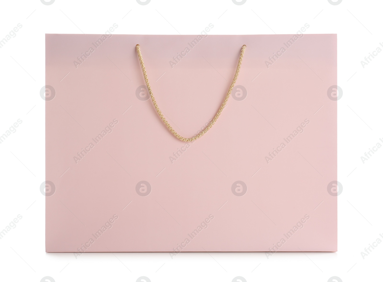 Photo of Pink paper shopping bag isolated on white