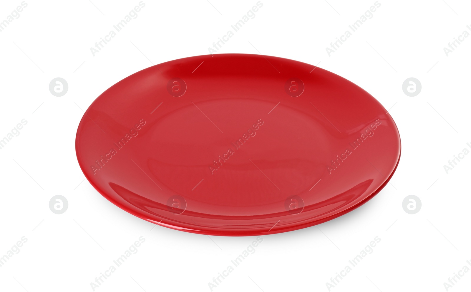 Photo of One beautiful red plate isolated on white