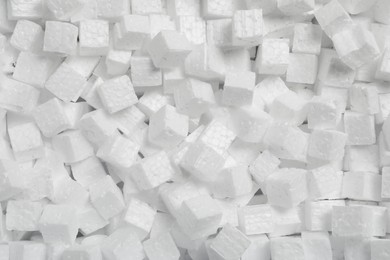 Pile of styrofoam cubes as background, closeup