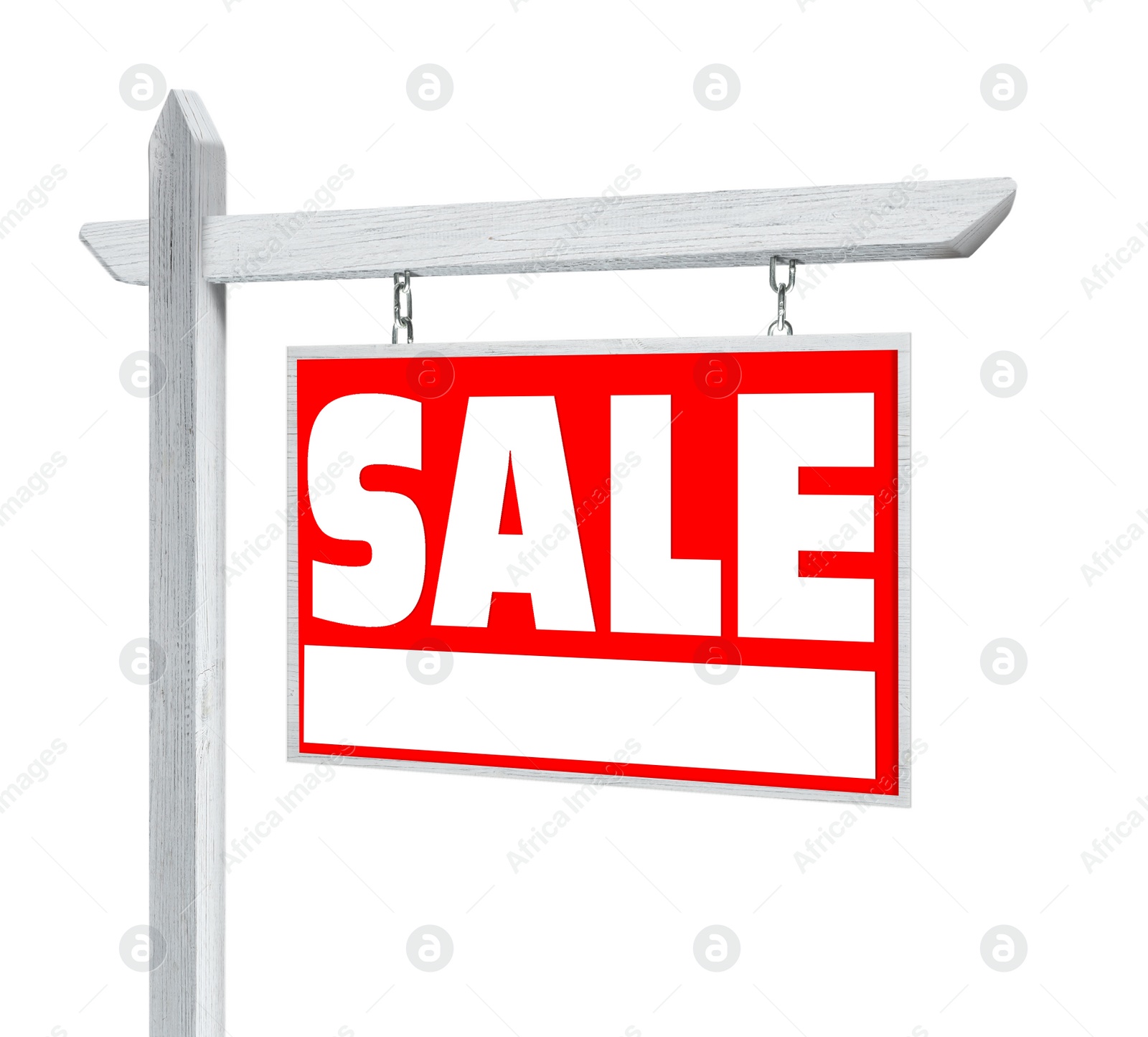 Image of Real estate sign with phrase FOR SALE on white background