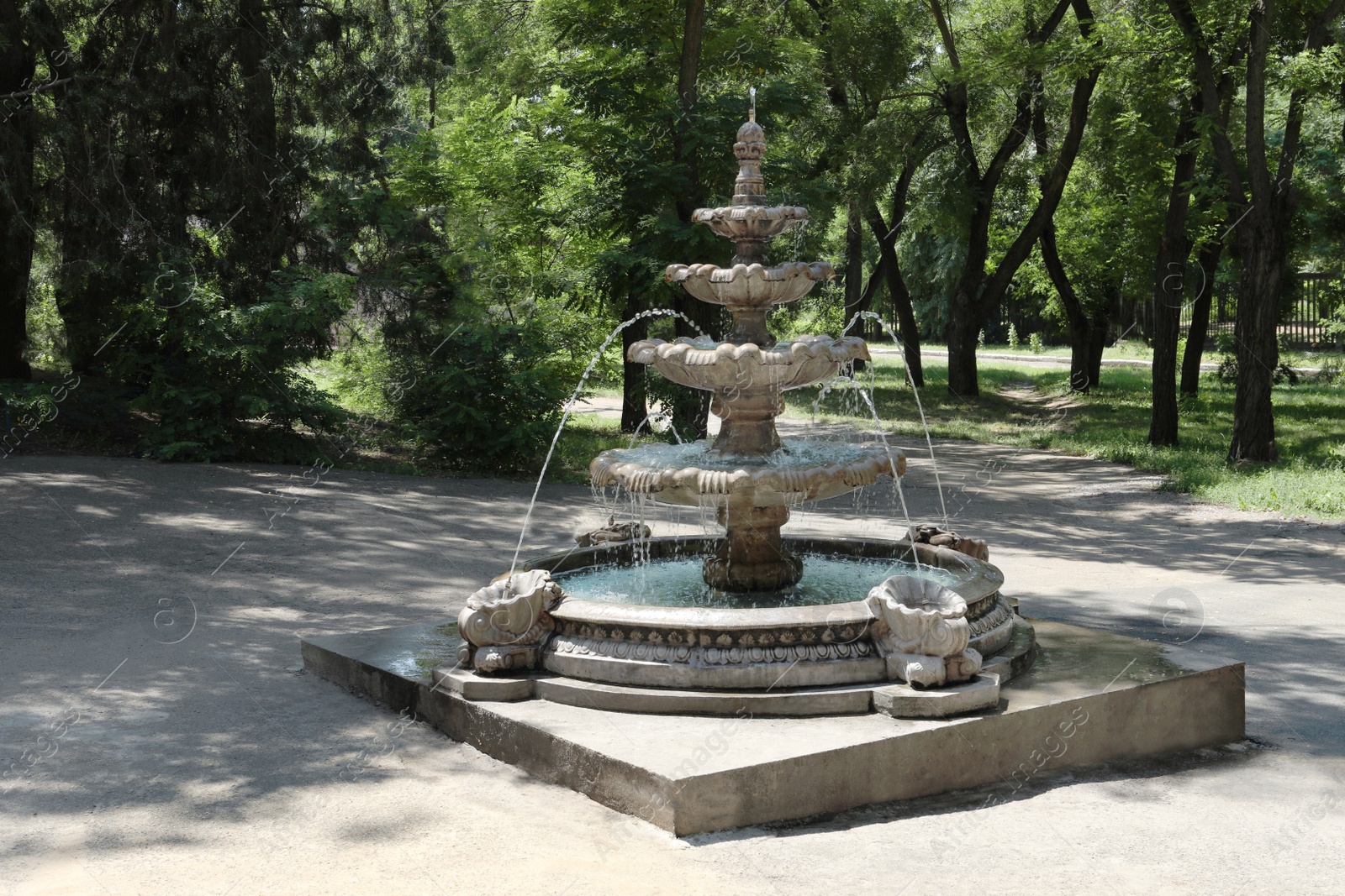 Photo of Beautiful view of fountain in park on sunny day