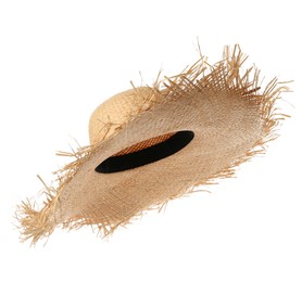 Photo of Straw hat isolated on white. Stylish headdress