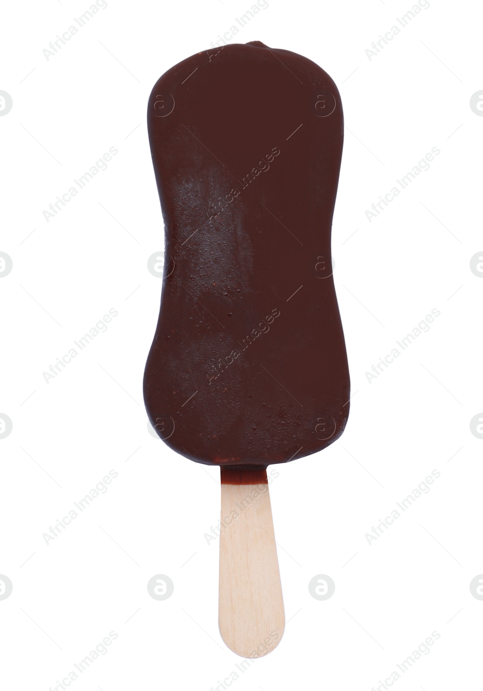 Photo of Delicious glazed ice cream bar isolated on white, top view