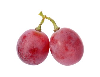 Two ripe red grapes isolated on white