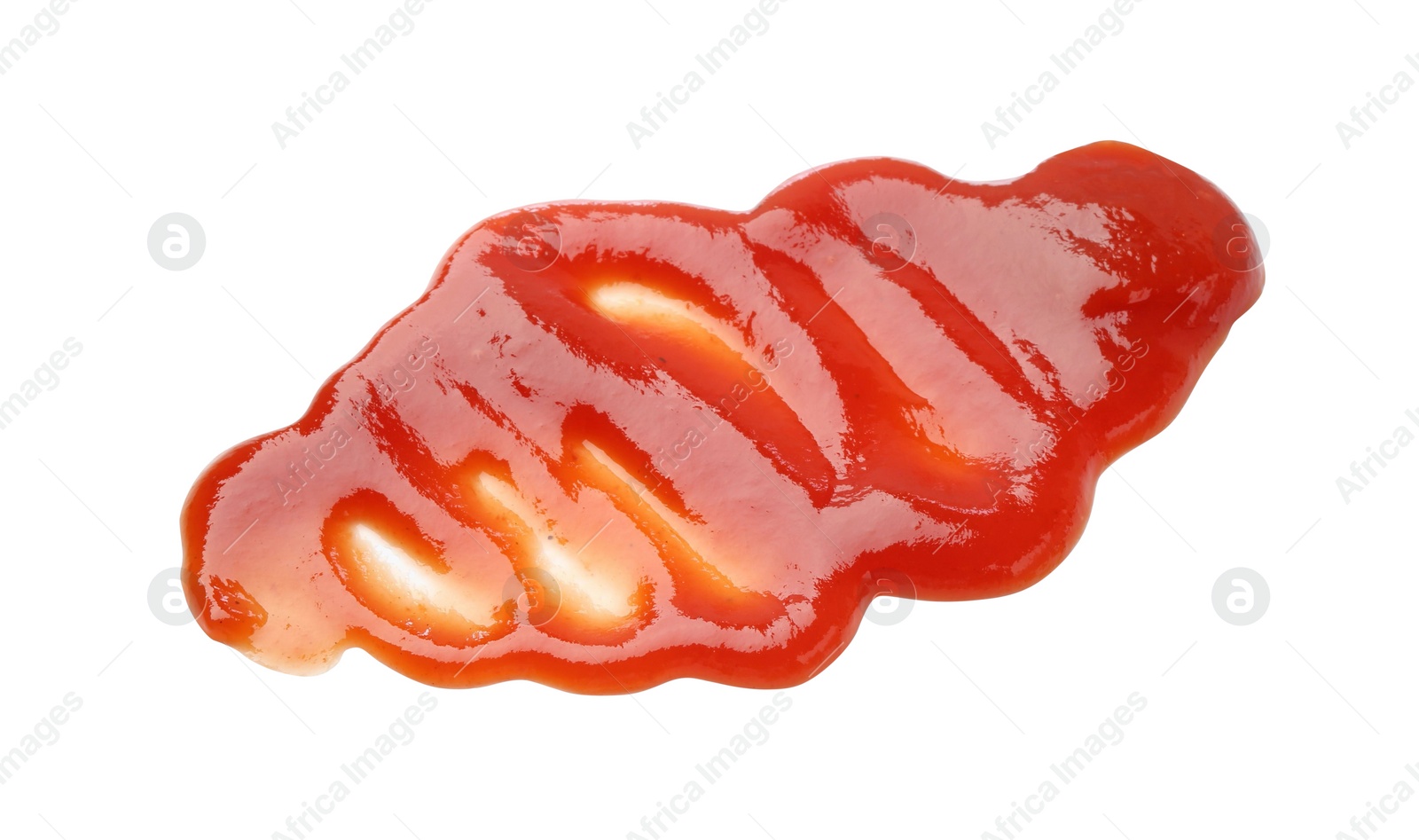 Photo of Tasty ketchup isolated on white. Tomato sauce