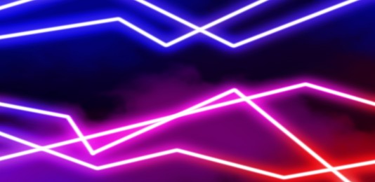Illustration of Neon lines on colorful background. Banner design