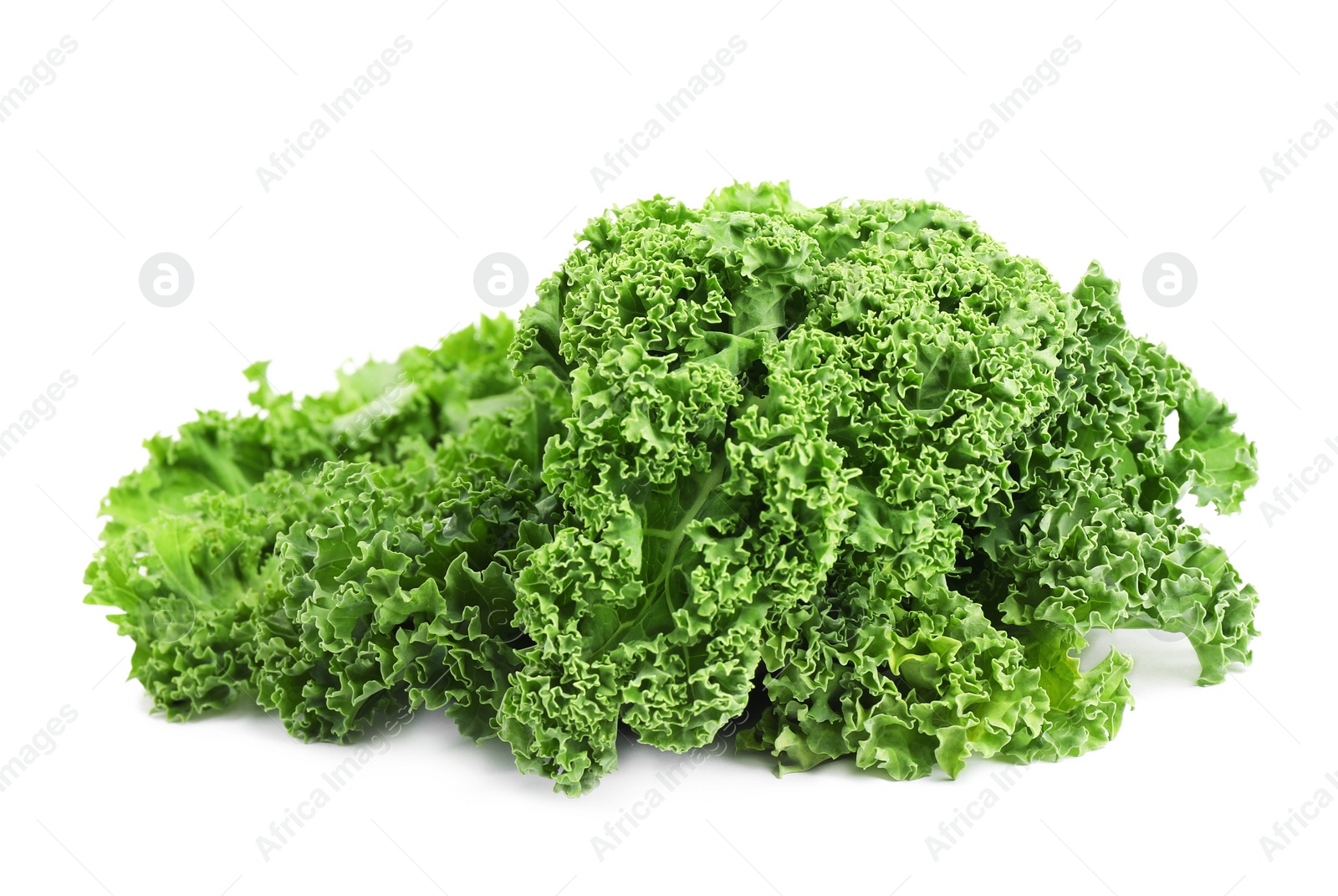 Photo of Fresh green kale leaves isolated on white