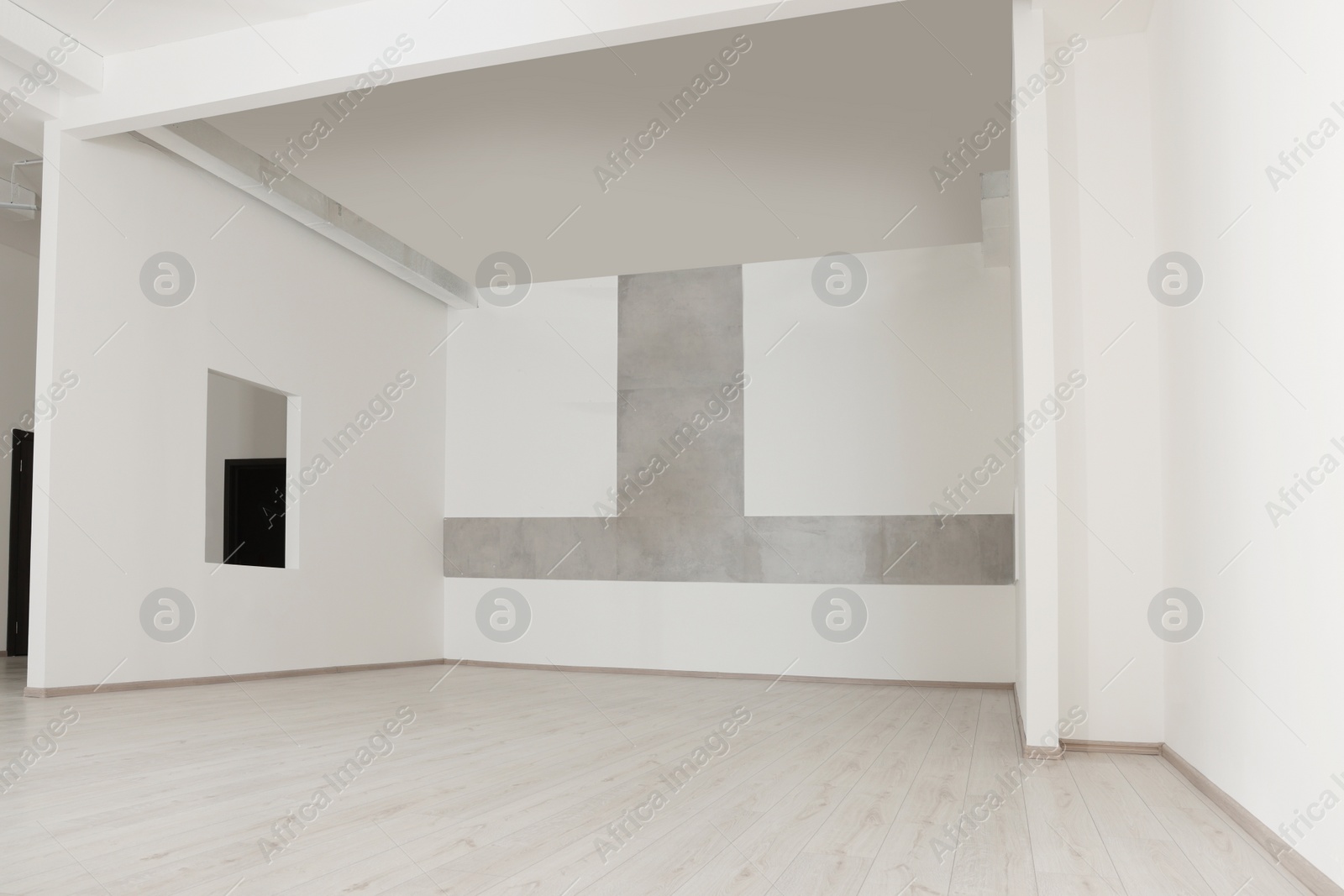 Photo of Empty office room with white walls and ventilation system. Interior design