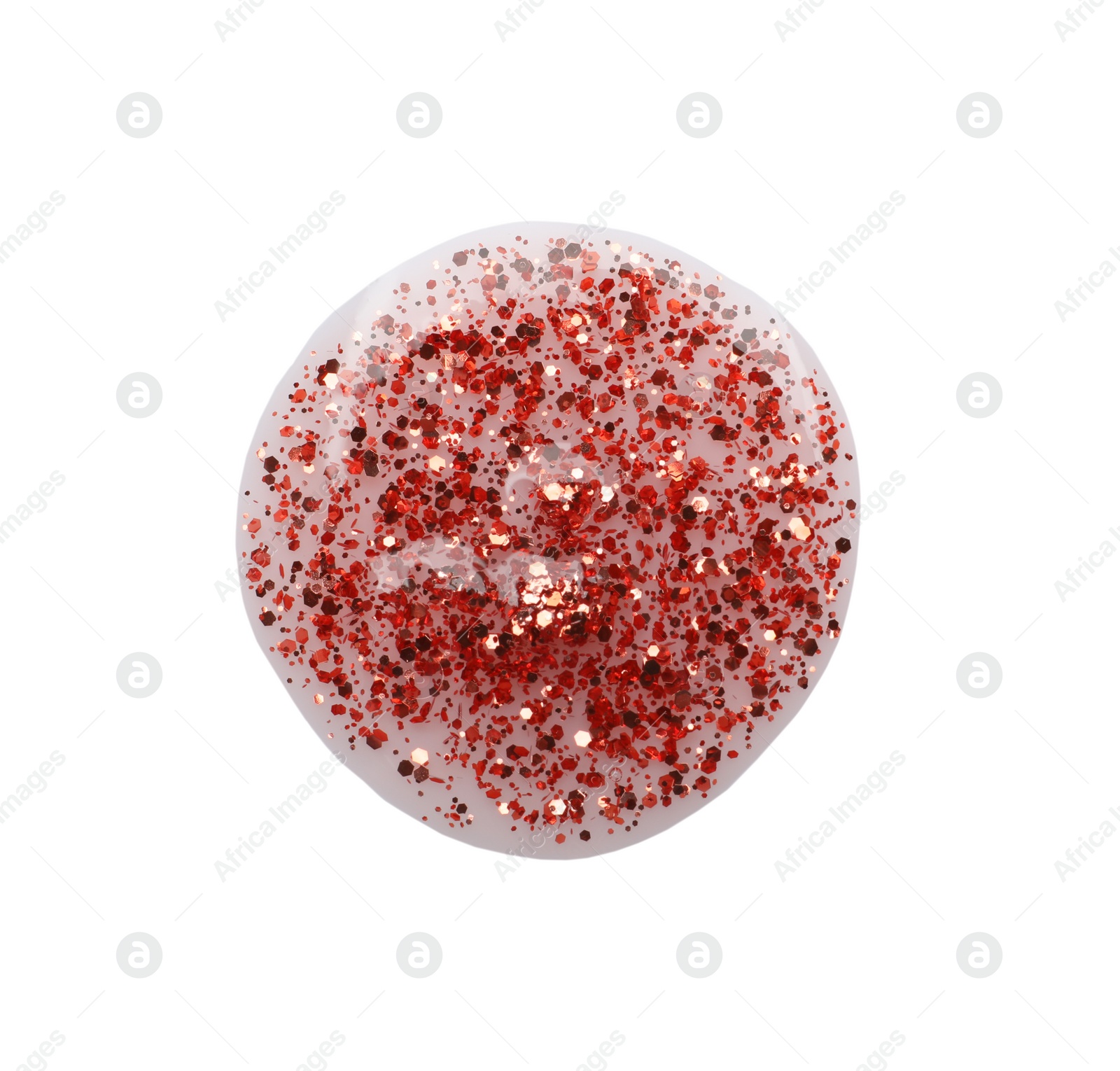 Photo of Sample of colorful nail polish on white background