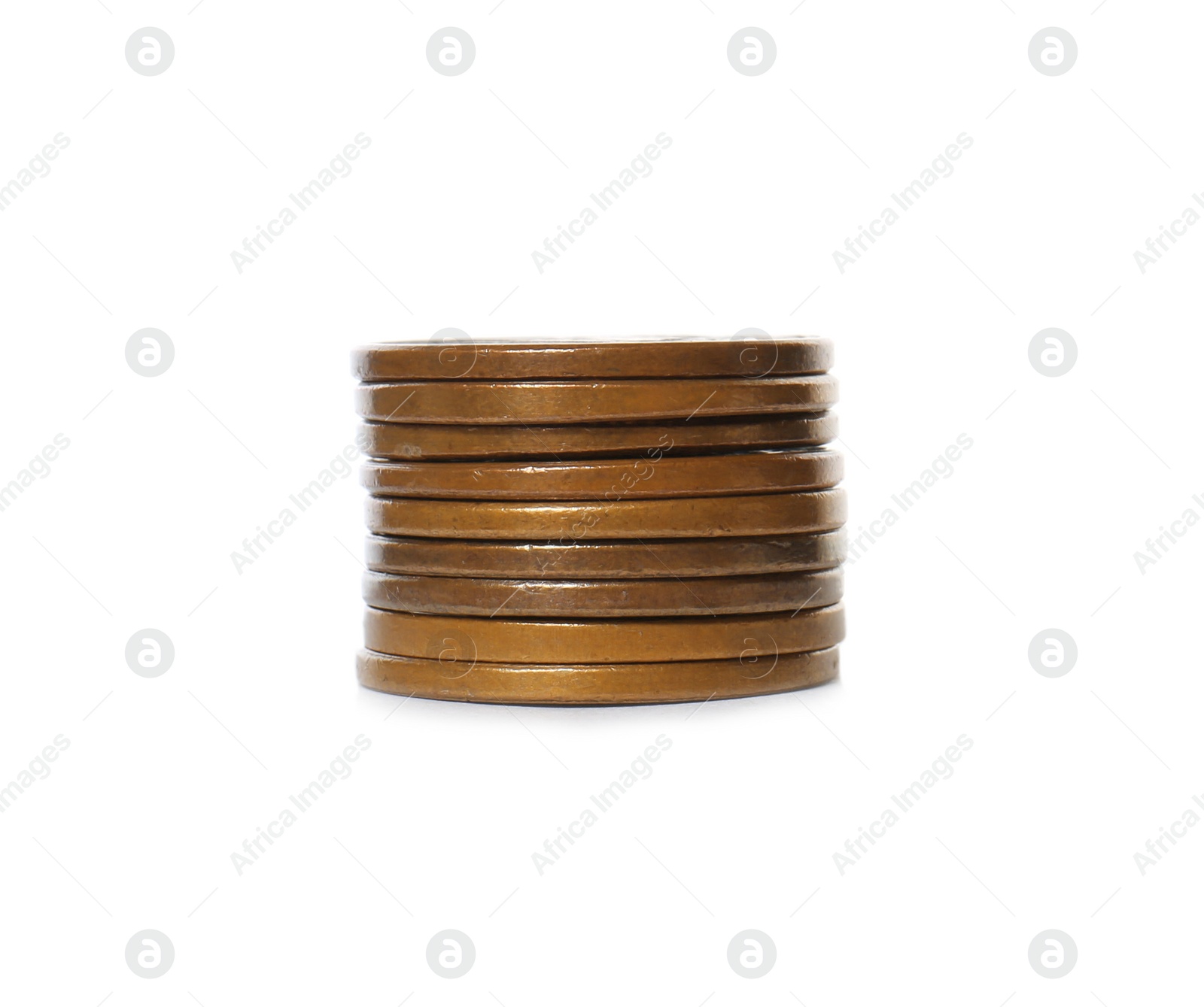 Photo of Stack of coins on white background. Investment concept