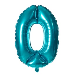 Photo of Blue number zero balloon on white background