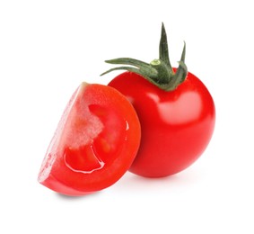 Image of Fresh ripe red tomatoes on white background