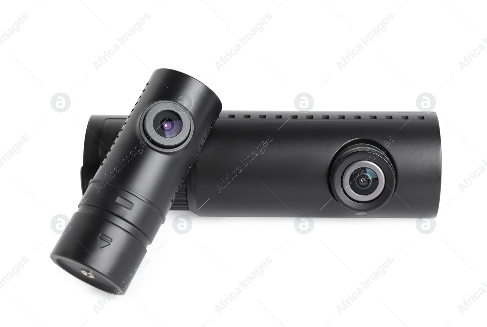 Photo of Black modern car cameras isolated on white