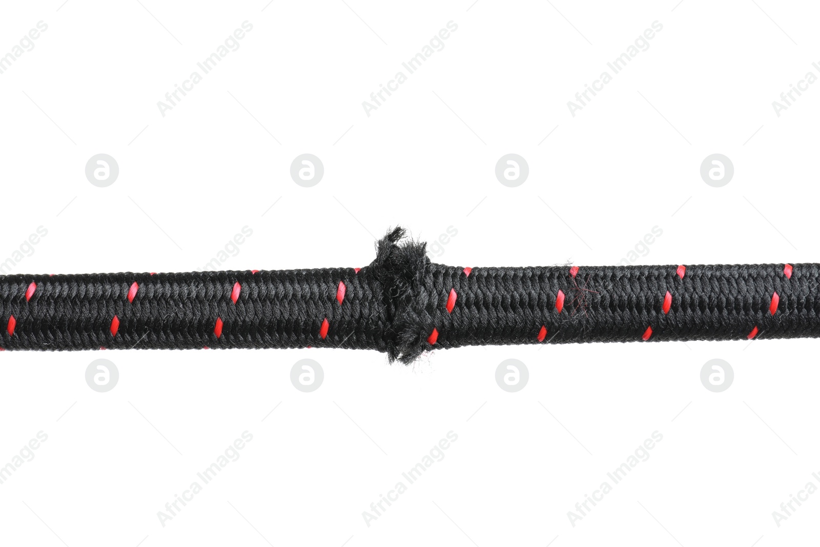 Photo of Rupture of climbing rope on white background