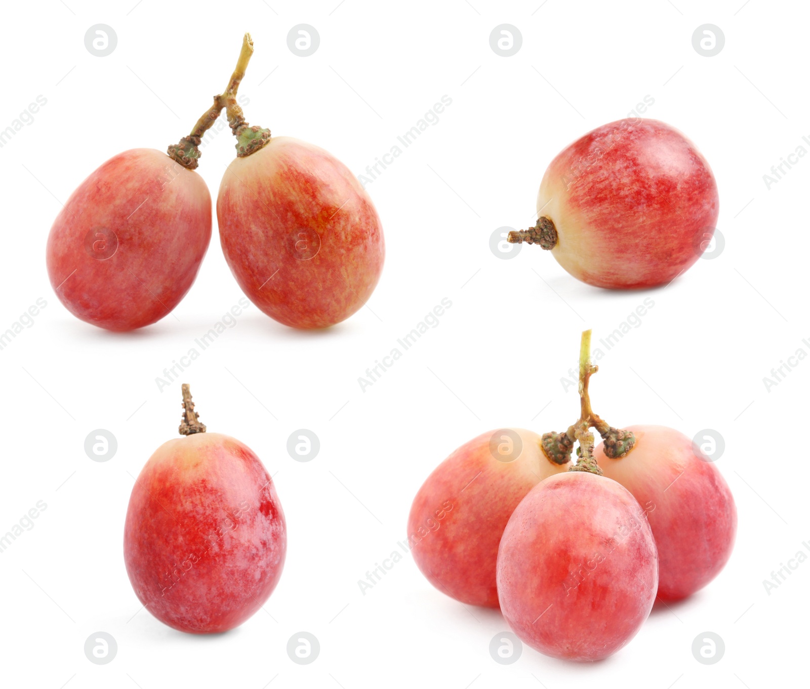 Image of Set of fresh grapes on white background