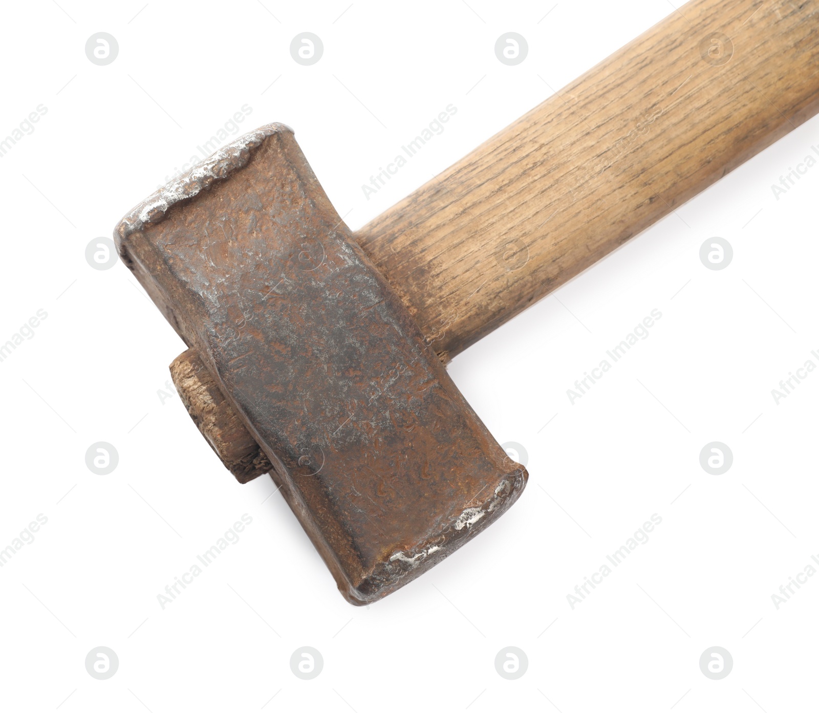 Photo of One sledgehammer isolated on white, top view. Manual tool