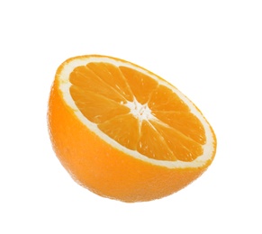 Photo of Half of ripe orange isolated on white