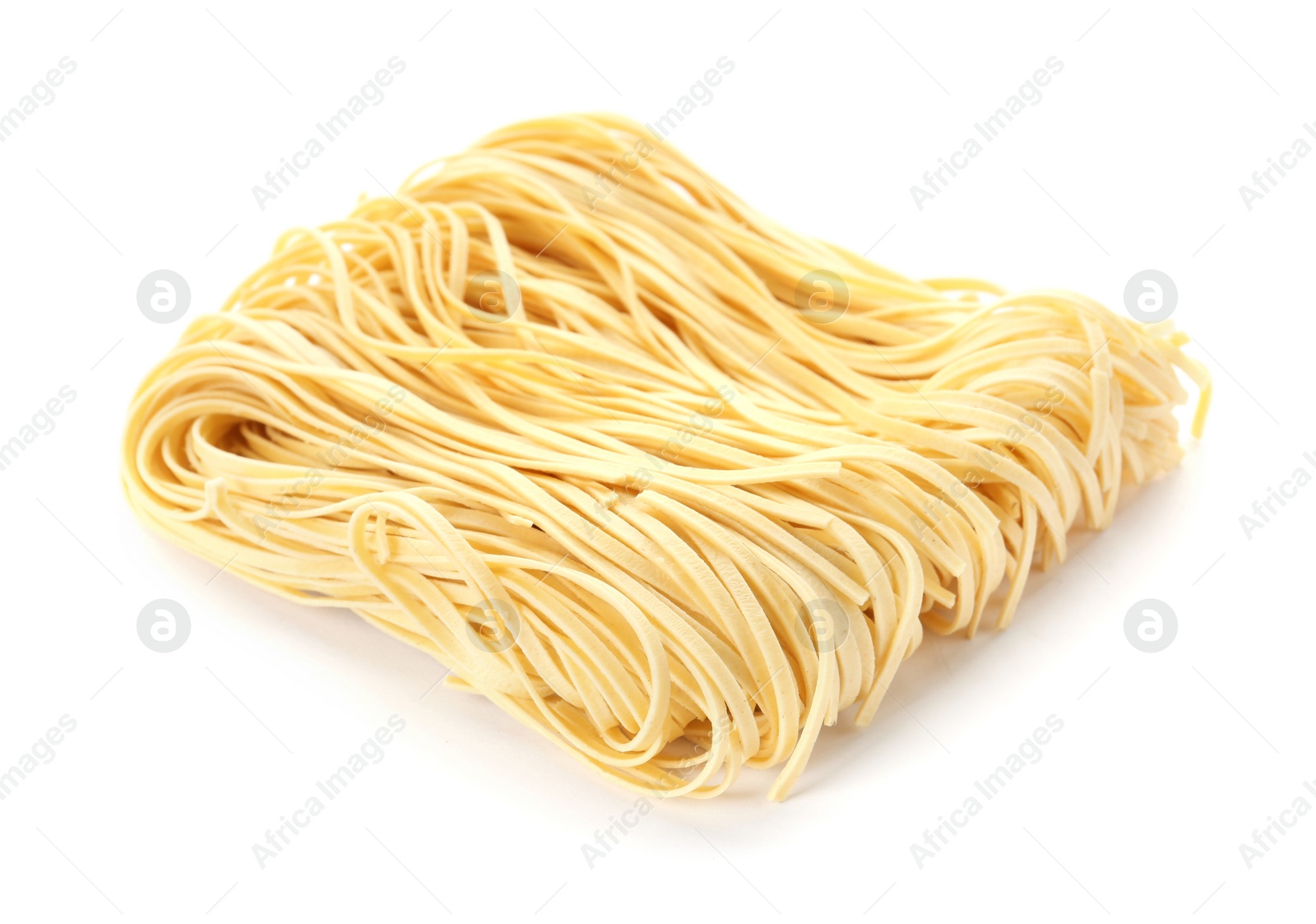 Photo of Block of quick cooking noodles isolated on white