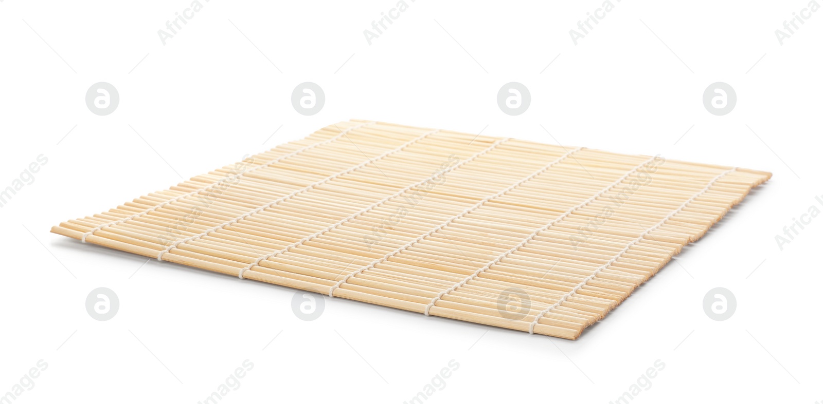 Photo of Sushi mat made of bamboo on white background