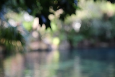 Photo of Blurred view of beautiful lake in jungle