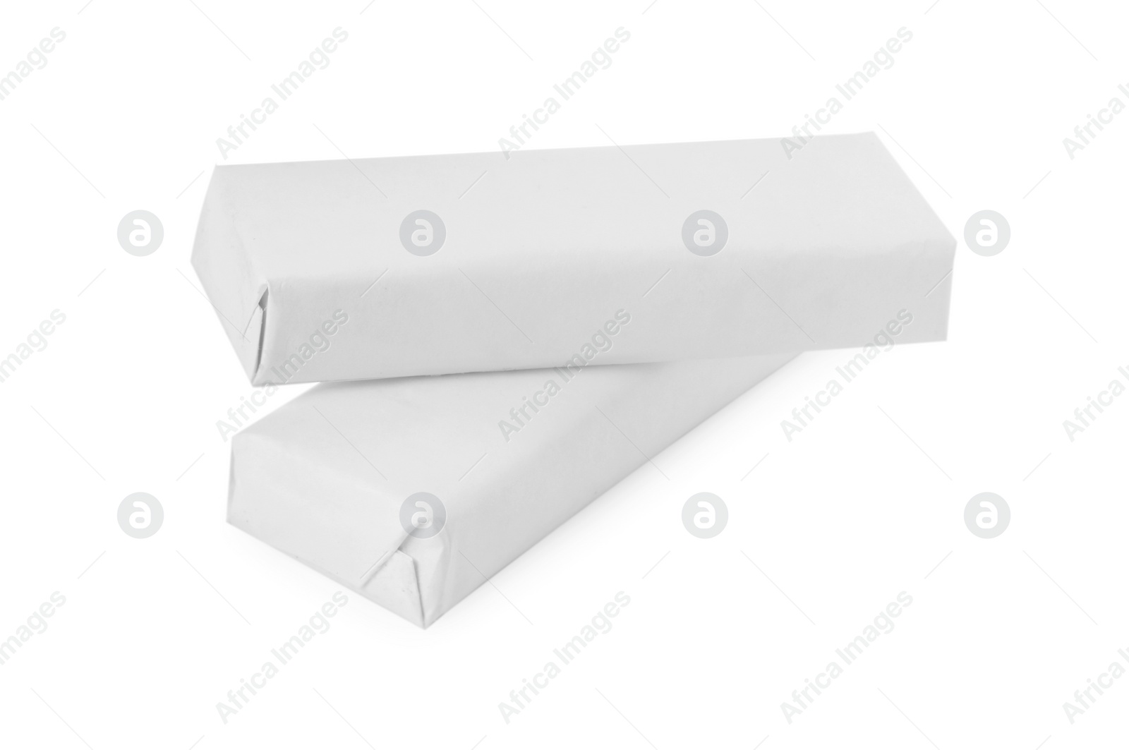 Photo of Packs of chewing gums on white background