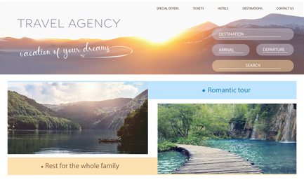 Image of Collage of beautiful pictures for travel agency website