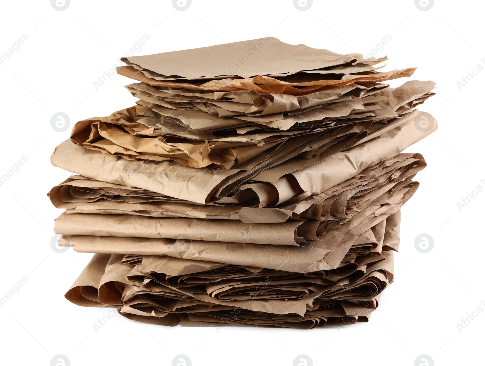 Photo of Stack of waste paper isolated on white