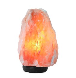 Pink Himalayan salt lamp isolated on white