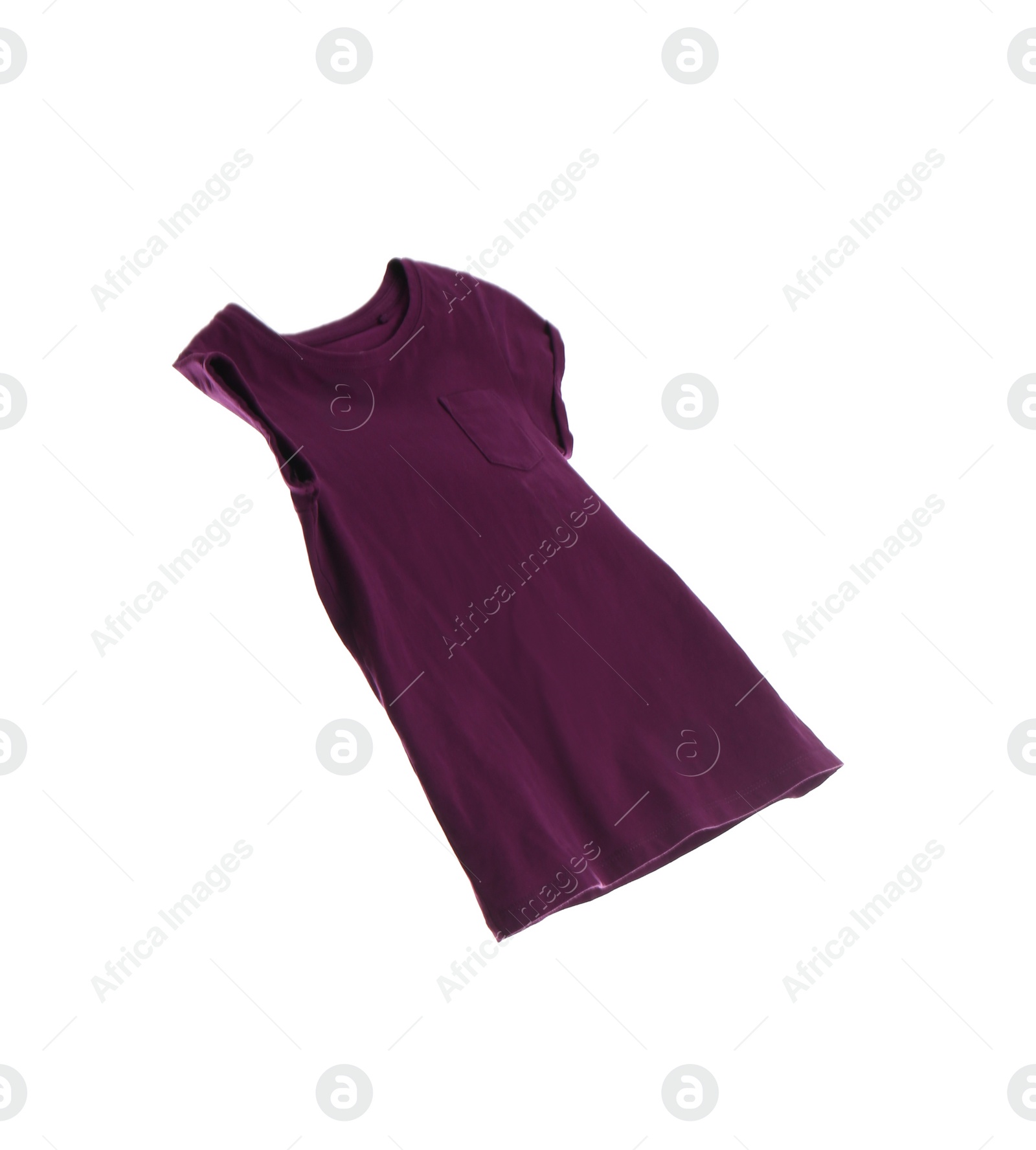 Photo of Purple t-shirt isolated on white. Stylish clothes