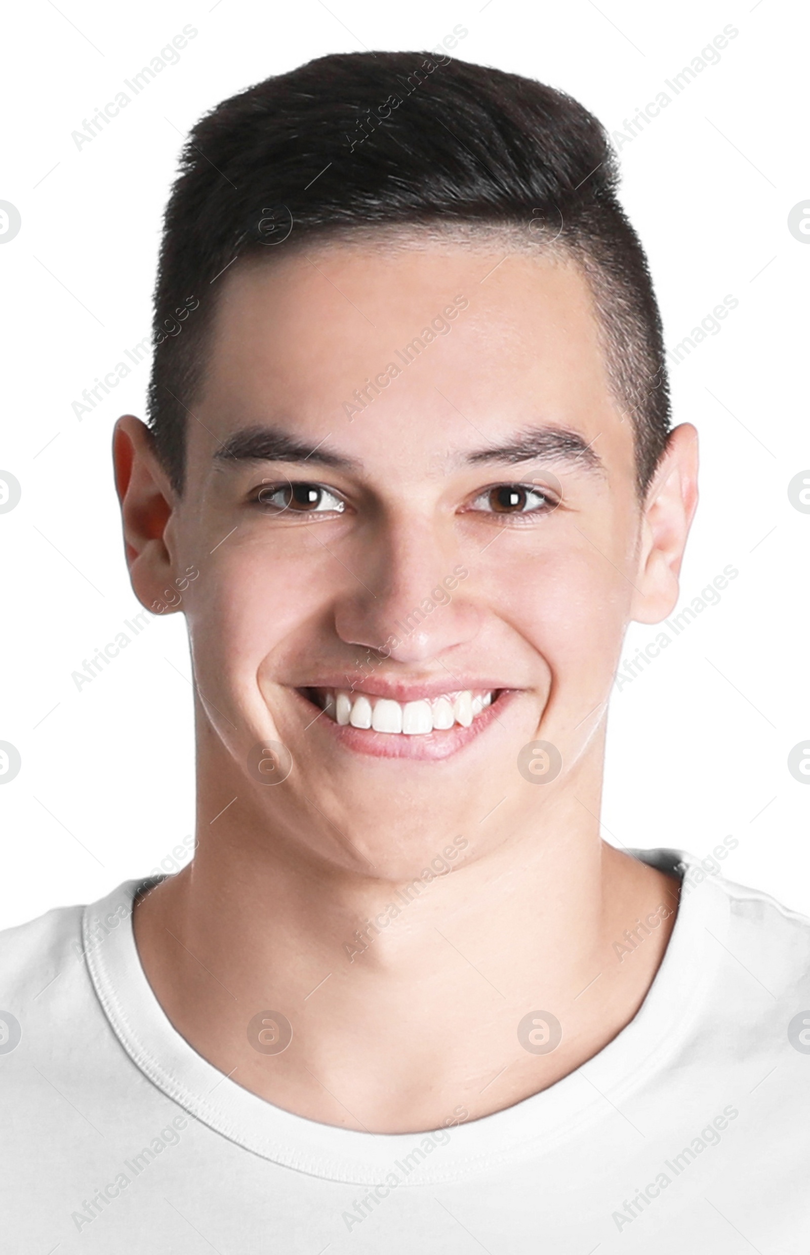 Image of Passport photo. Portrait of man on white background