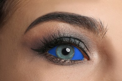 Closeup view of woman with eyeball tattoo