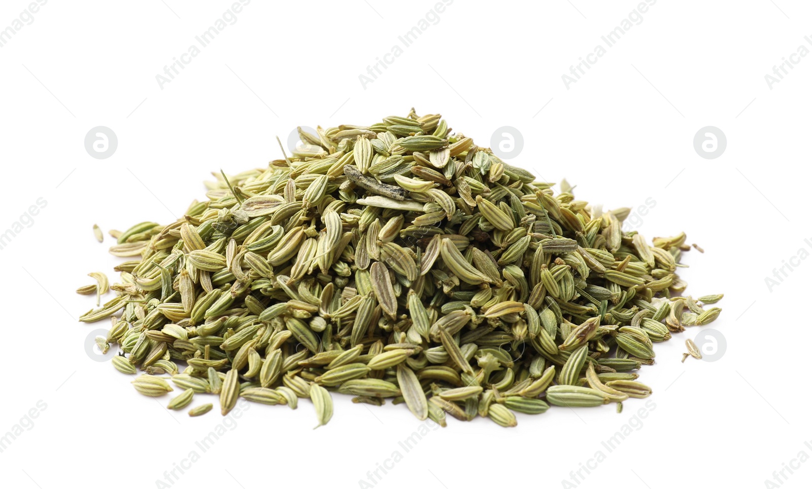 Photo of Pile of dry fennel seeds isolated on white