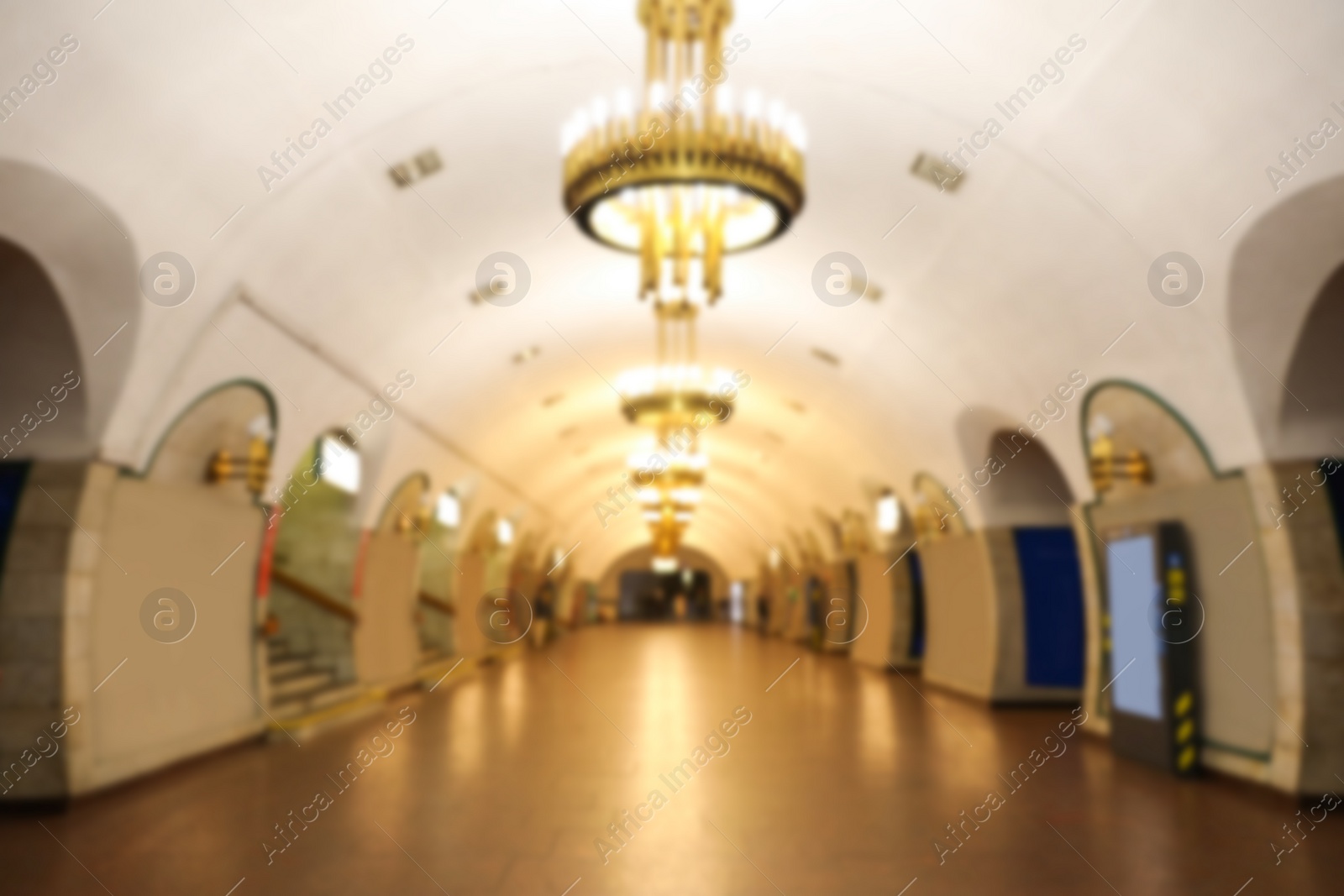 Photo of Blurred view of main subway station vestibule. Public transport
