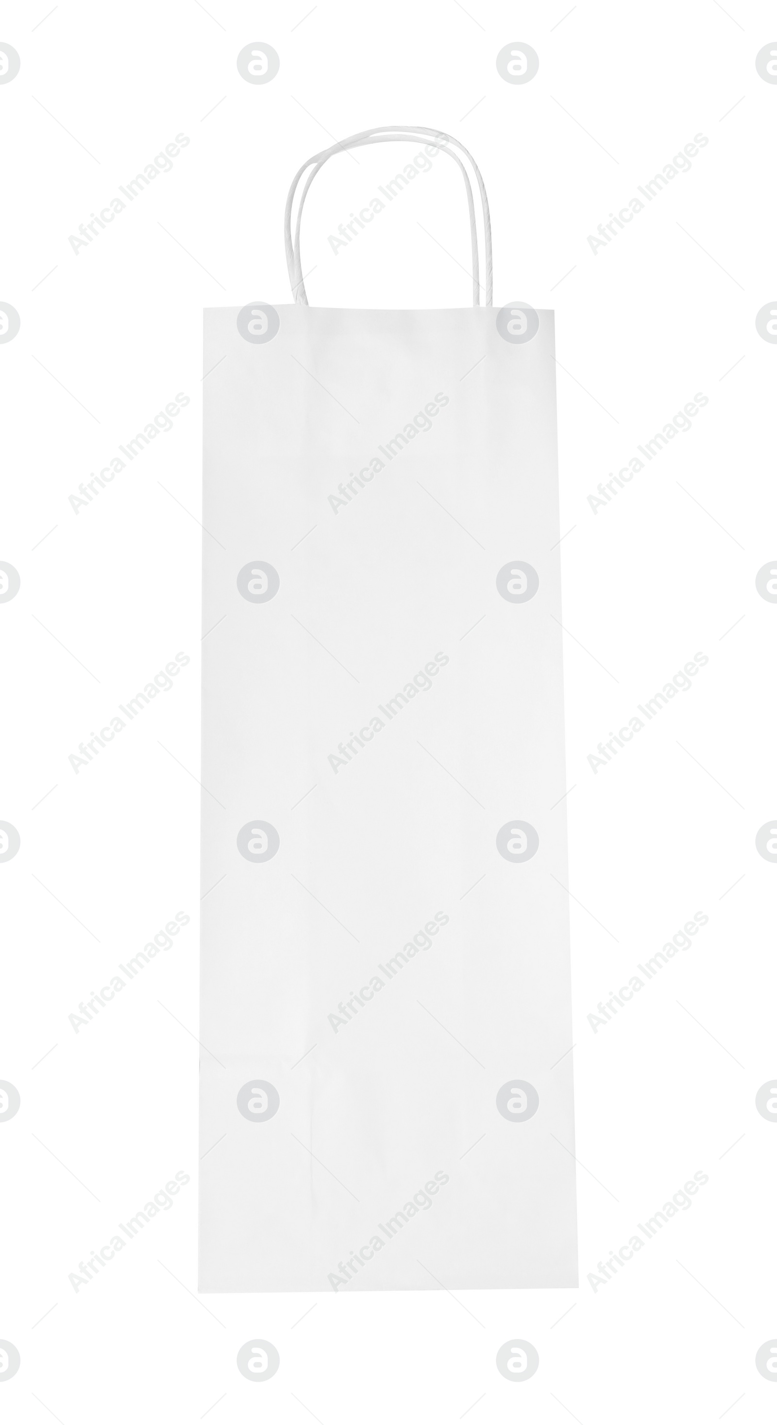 Photo of One paper bag isolated on white, top view