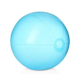Inflatable light blue beach ball isolated on white