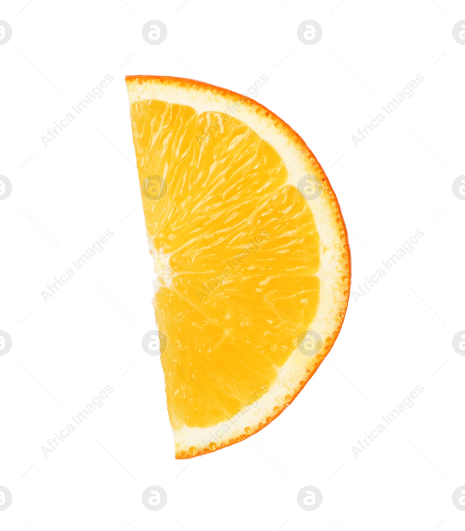 Photo of Fresh juicy orange slice isolated on white