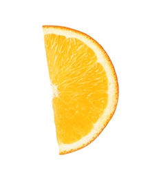 Photo of Fresh juicy orange slice isolated on white