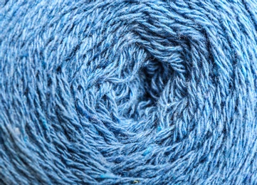 Clew of knitting threads as background, top view. Sewing stuff