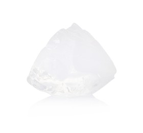 One piece of clear ice isolated on white