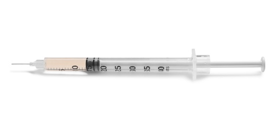 Syringe on white background. Medical treatment