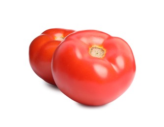 Photo of Fresh ripe red tomatoes on white background