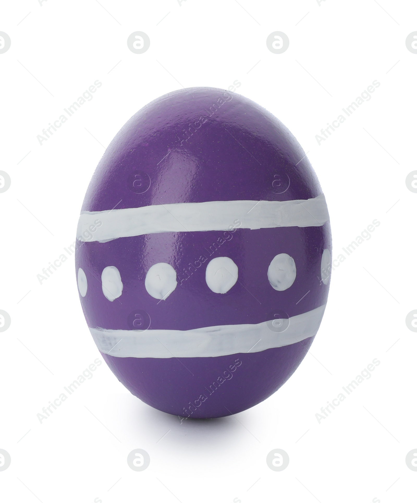 Photo of Decorated Easter egg on white background. Festive tradition