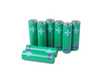 New AA size batteries isolated on white