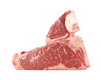 Raw t-bone beef steak isolated on white