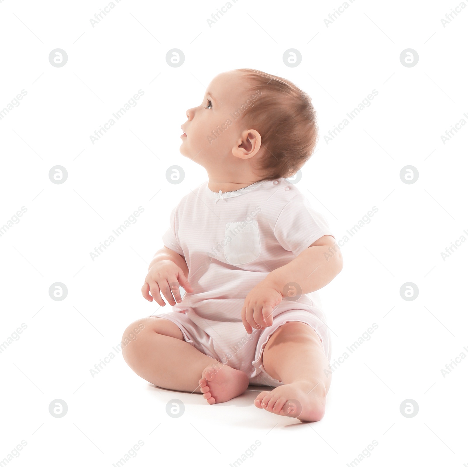 Photo of Cute baby on white background