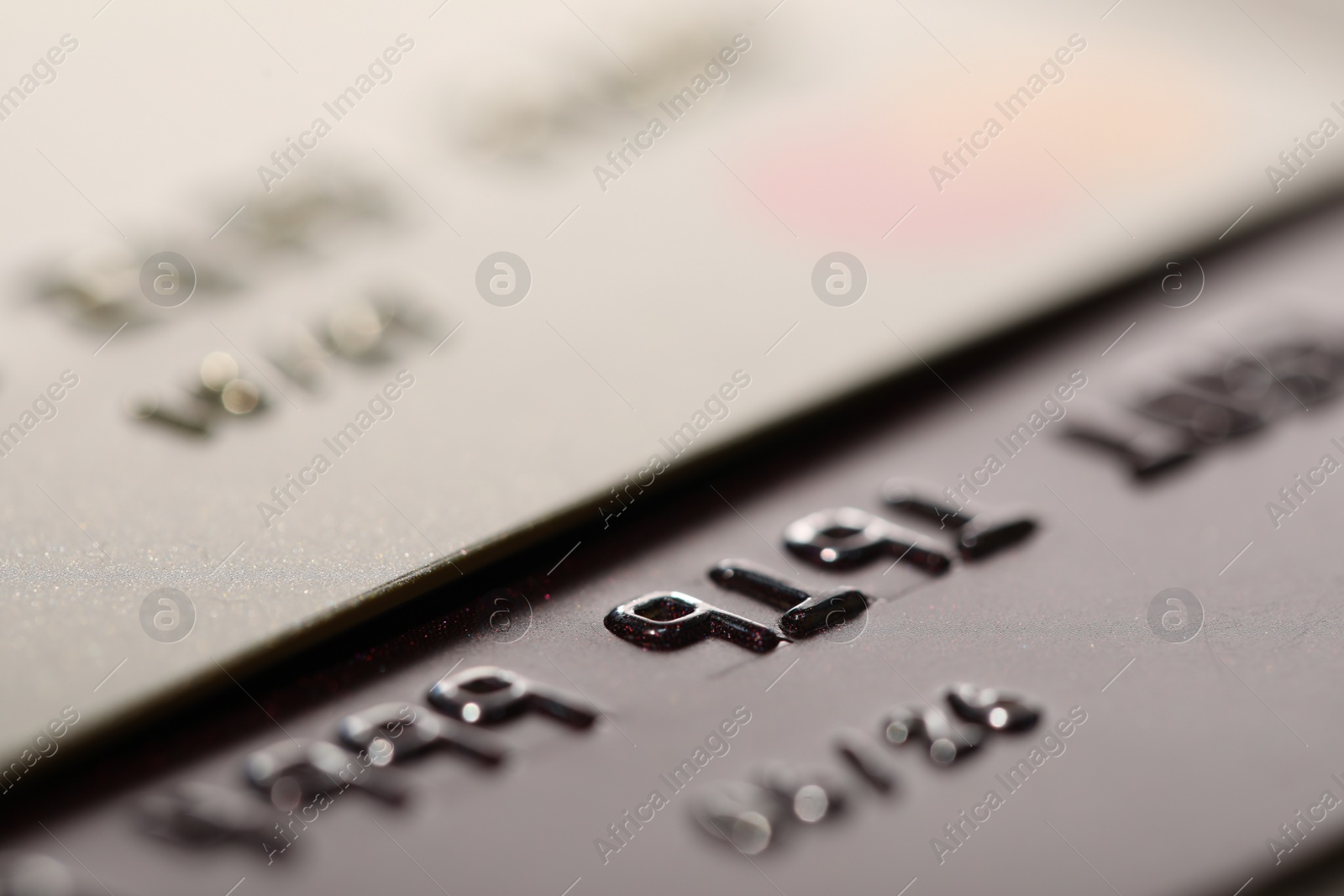 Photo of Two credit cards as background, macro view