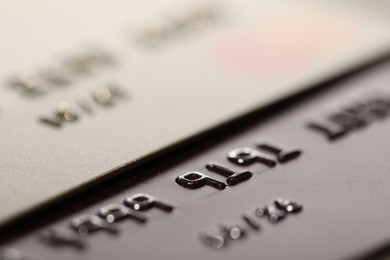 Photo of Two credit cards as background, macro view