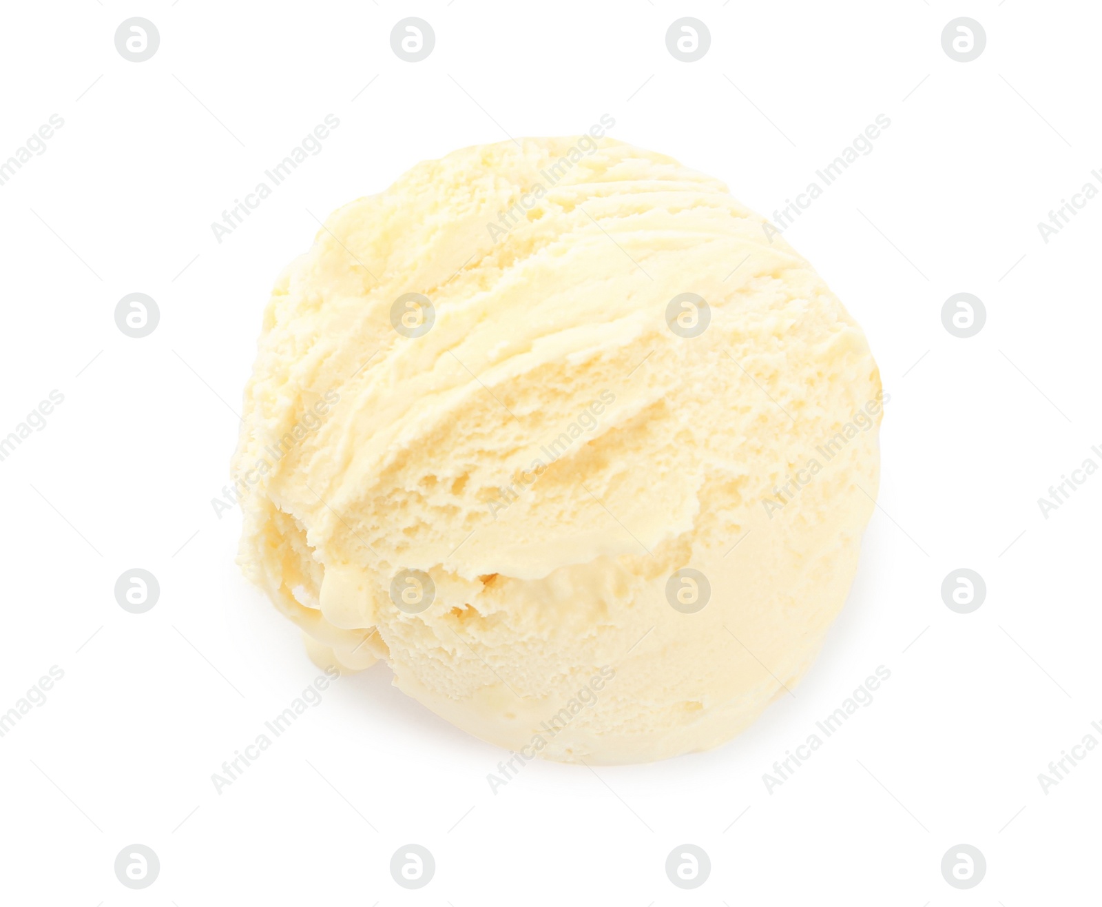 Photo of Delicious banana ice cream isolated on white, top view