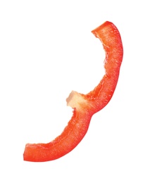 Slice of ripe red bell pepper on white background