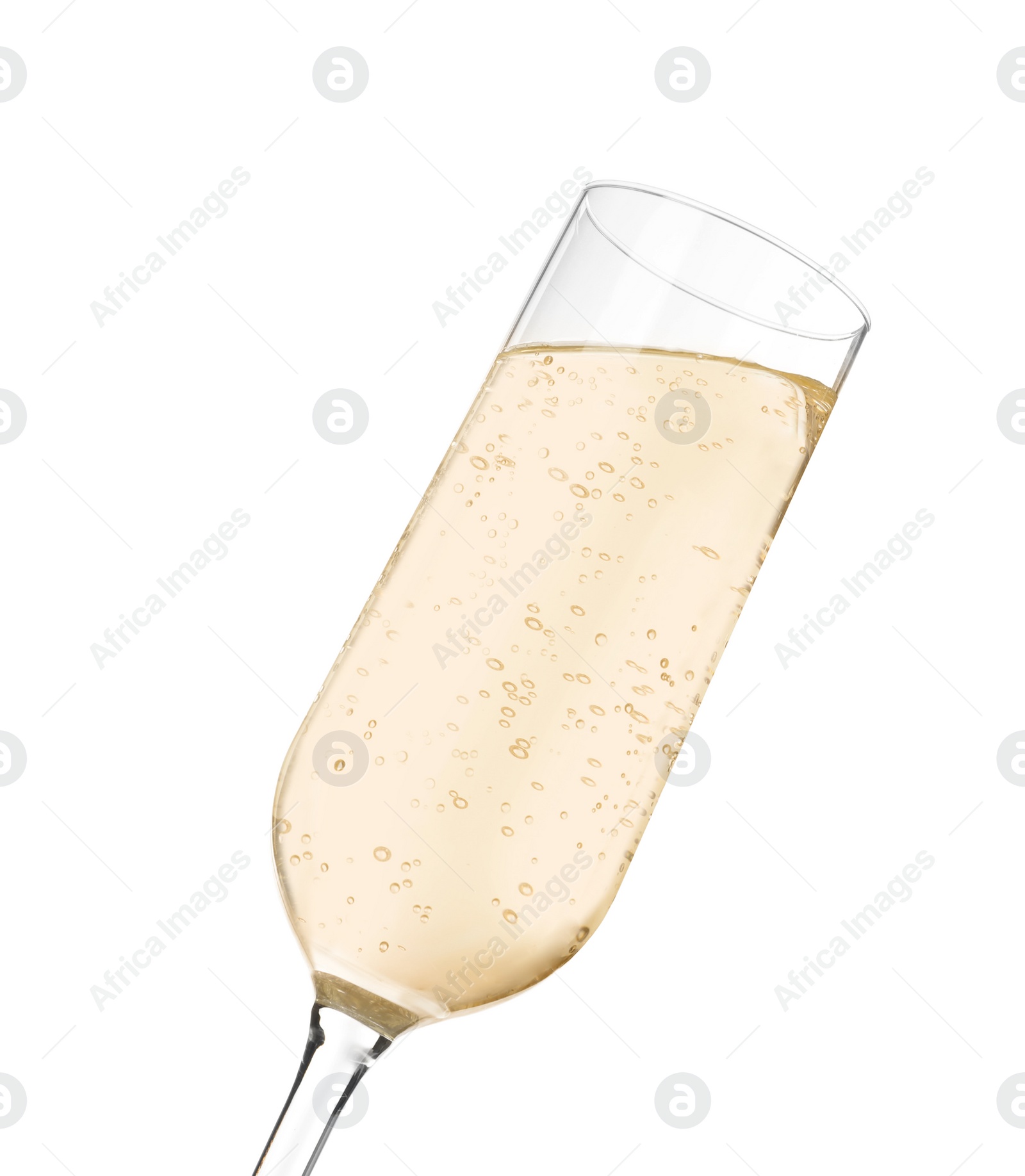 Photo of Glass of sparkling wine isolated on white